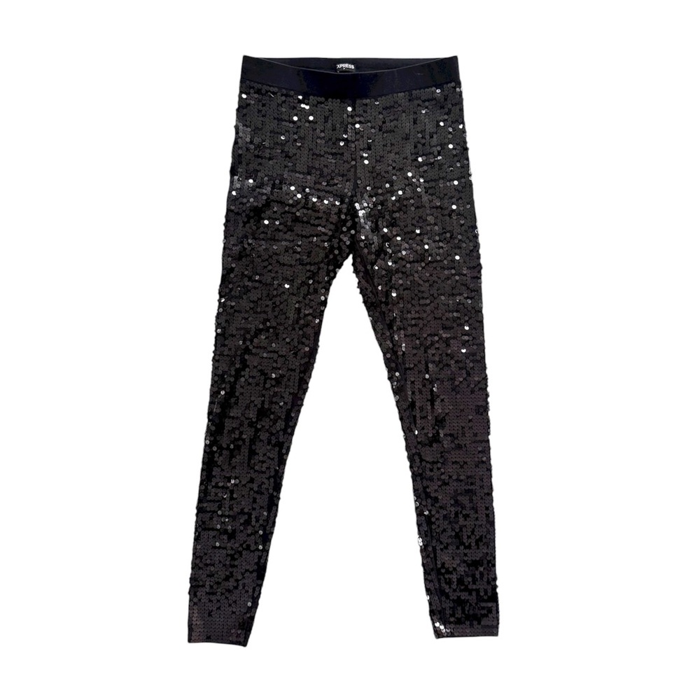 Express Black Sequin Pants size Small